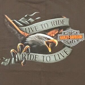 Harley Davidson Natchez Trace Eagle T-Shirt "Ride To‎ Live" Tuscumbia AL Men LG